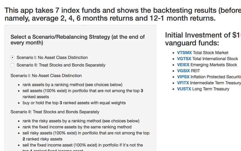 Backtest Portfolio Dynamic rebalancing strategies, a demo